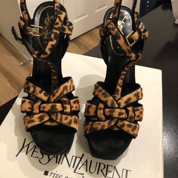 Saint Laurent Tribute Leopard Heels - Picture 1 of 8